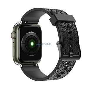 Pótszíj (egyedi méret, kicsi, szilikon, 3D) FEKETE Apple Watch Series 7 41mm, Apple Watch Series 8 41mm, Apple Watch Series 4 40mm, Apple Watch Series 6 40mm, Apple Watch Series SE 2 40mm, Apple Watch Series SE 40mm, Appl