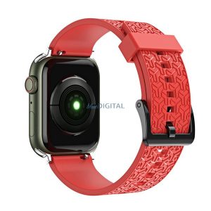 Pótszíj (egyedi méret, szilikon, állítható, 3D minta) PIROS Apple Watch Series 7 45mm, Apple Watch Series SE 2 44mm, Apple Watch Series 1 42mm, Apple Watch Series 2 42mm, Apple Watch Series 4 44