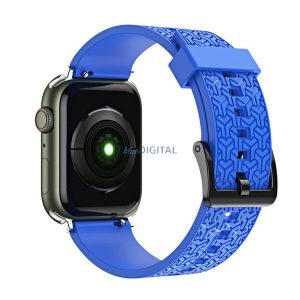 Pótszíj (egyedi méret, kicsi, szilikon, 3D) SÖTÉTKÉK Apple Watch Series 7 41mm, Apple Watch Series 8 41mm, Apple Watch Series 4 40mm, Apple Watch Series 5 40mm, Apple Watch Series 6 40mm, Apple Watch Series SE 2 40mm, Apple