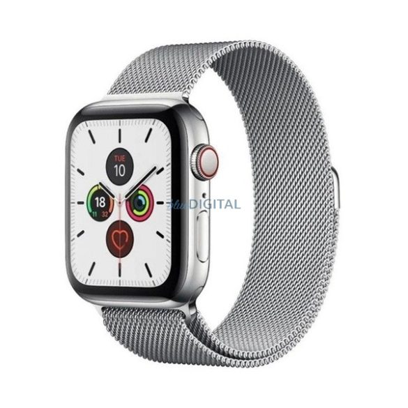 Pótszíj (egyedi méret, fém, milánói szíj, mágneses zár) EZÜST Apple Watch Series 7 41mm, Apple Watch Series 8 41mm