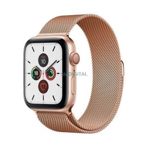 Pótszíj (egyedi méret, fém, milánói szíj, mágneses zár) ROZÉARANY Apple Watch Series 7 41mm, Apple Watch Series 8 41mm