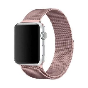 Pótszíj (egyedi méret, nagy, fém, milánói szíj, mágneses) RÓZSASZÍN Apple Watch Series 7 45mm, Apple Watch Series 8 45mm, Apple Watch Series 9 45mm