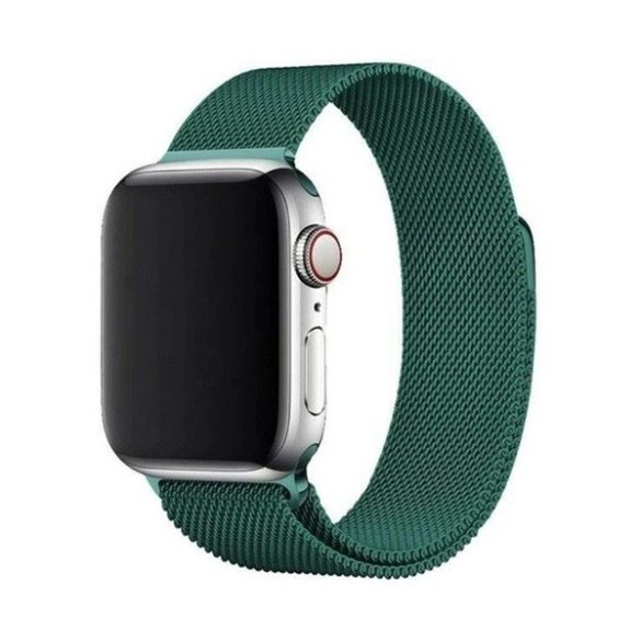 Pótszíj (egyedi méret, kicsi, fém, milánói szíj, mágneses) SÖTÉTZÖLD Apple Watch Series 4 40mm, Apple Watch Series 5 40mm, Apple Watch Series 6 40mm, Apple Watch Series SE 2 40mm, Apple Watch Series SE 40mm, Apple Watch Series 1 38mm, Appl