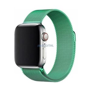 Pótszíj (egyedi méret, fém, milánói szíj, mágneses zár) VILÁGOSZÖLD Apple Watch Series 8 45mm, Apple Watch Series 7 45mm