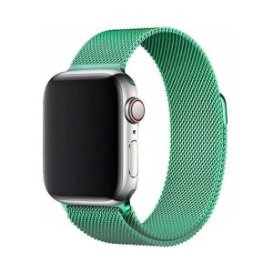 Pótszíj (egyedi méret, nagy, fém, milánói szíj, mágneses) VILÁGOSZÖLD Apple Watch Series 4 44mm, Apple Watch Series 5 44mm, Apple Watch Series 6 44mm, Apple Watch Series SE 2 44mm, Apple Watch Series SE 44mm, Apple Watch Series 1 42mm, Appl