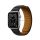 Pótszíj (egyedi méret, szilikon, bőr hatású, 3D minta, mágneses zár) FEKETE Apple Watch Series 7 41mm, Apple Watch Series 8 41mm