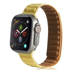 Pótszíj (egyedi méret, kicsi, szilikon, bőr hatású, 3D, mágneses) SÁRGA Apple Watch Series 1 38mm, Apple Watch Series 2 38mm, Apple Watch Series 3 38mm, Apple Watch Series 4 40mm, Apple Watch Series 5 40mm, Apple Watch Series 6 40mm, Apple Wa