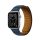 Pótszíj (egyedi méret, nagy, szilikon, bőr hatású, 3D, mágneses) SÖTÉTKÉK Apple Watch Series 7 45mm, Apple Watch Series 8 45mm, Apple Watch Ultra 49mm, Apple Watch Series 4 44mm, Apple Watch Series 5 44mm, Apple Watch Series 6 44mm, Apple Watch