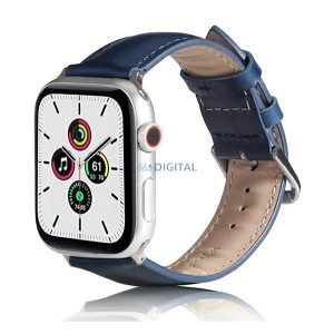 Pótszíj (egyedi méret, kicsi, szilikon, bőr hatású) SÖTÉTKÉK Apple Watch Series 2 38mm, Apple Watch Series 3 38mm, Apple Watch Series 1 38mm, Apple Watch Series 4 40mm, Apple Watch Series 5 40mm, Apple Watch Series 6 40mm, Apple Wa