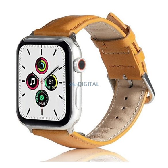 Pótszíj (egyedi méret, nagy, szilikon, bőr hatású) VILÁGOSBARNA Apple Watch Series 1 42mm, Apple Watch Series 2 42mm, Apple Watch Series 3 42mm, Apple Watch Series 4 44mm, Apple Watch Series 5 44mm, Apple Watch Series 6 44mm, Apple Wa