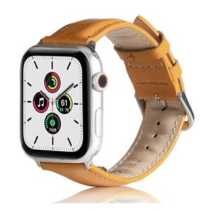 Pótszíj (egyedi méret, kicsi, szilikon, bőr hatású) VILÁGOSBARNA Apple Watch Series 1 38mm, Apple Watch Series 2 38mm, Apple Watch Series 3 38mm, Apple Watch Series 4 40mm, Apple Watch Series 5 40mm, Apple Watch Series 6 40mm, Apple Wa