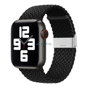 Pótszíj (egyedi méret, kicsi, textil) FEKETE Apple Watch Series 10 42mm, Watch Series 9 41mm, Watch Series 3 38mm