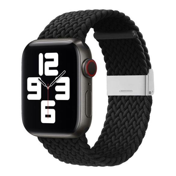 Pótszíj (egyedi méret, kicsi, textil) FEKETE Apple Watch Series 8 41mm, Apple Watch Series 7 41mm, Apple Watch Series 4 40mm, Apple Watch Series 5 40mm, Apple Watch Series 6 40mm, Apple Watch Series SE 2 40mm, Apple