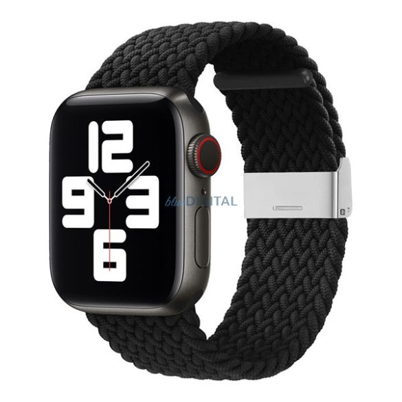 Pótszíj (egyedi méret, kicsi, textil) FEKETE Apple Watch Series 10 42mm, Watch Series 9 41mm, Watch Series 3 38mm
