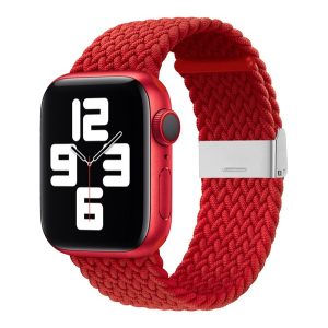 Pótszíj (egyedi méret, nagy, textil) PIROS Apple Watch Ultra 49mm, Apple Watch Series 7 45mm, Apple Watch Series 8 45mm, Apple Watch Series 4 44mm, Apple Watch Series SE 2 44mm, Apple Watch Series SE 44mm, Apple W