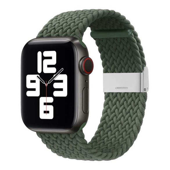 Pótszíj (egyedi méret, nagy, textil) SÖTÉTZÖLD Apple Watch Ultra 49mm, Apple Watch Series 4 44mm, Apple Watch Series 5 44mm, Apple Watch Series 6 44mm, Apple Watch Series SE 2 44mm, Apple Watch Series SE 44mm, Apple W