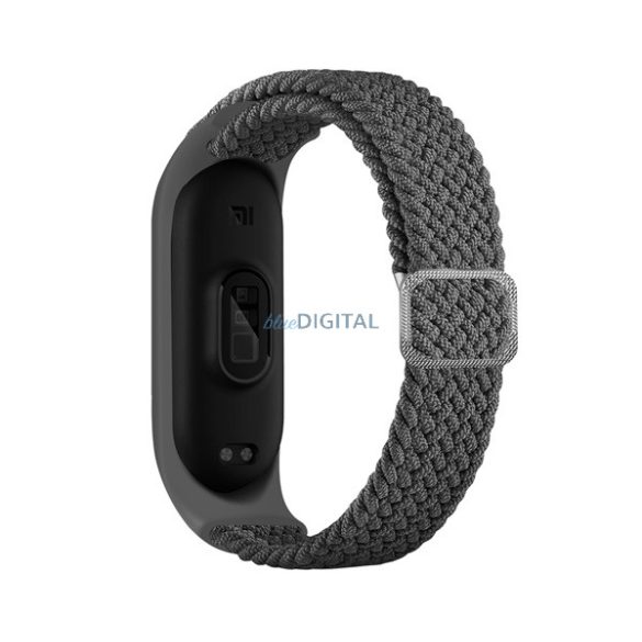 Pótszíj (egyedi méret, textil, állítható, szilikon keret) SZÜRKE Xiaomi MI Band 3, Xiaomi MI Band 4, Xiaomi Mi Band 5, Xiaomi Mi Band 6 , Xiaomi MI Band 4C, Xiaomi Mi Band 6 NFC