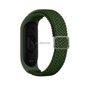 Pótszíj (egyedi méret, textil, állítható, szilikon keret) ZÖLD Xiaomi MI Band 3, Xiaomi MI Band 4, Xiaomi Mi Band 5, Xiaomi Mi Band 6 , Xiaomi MI Band 4C, Xiaomi Mi Band 6 NFC