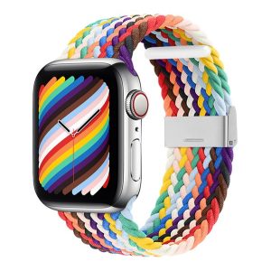 Pótszíj (egyedi méret, nagy, textil, szivárvány) FEHÉR Apple Watch Series 4 44mm, Apple Watch Series 5 44mm, Apple Watch Series 1 42mm, Apple Watch Series 2 42mm, Apple Watch Series 3 42mm, Apple Watch Series 6 44mm, Apple Wa