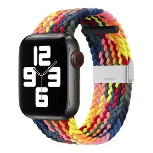 Pótszíj (egyedi méret, nagy, textil, szivárvány) KÉK Apple Watch Ultra 49mm, Apple Watch Series 7 45mm, Apple Watch Series 8 45mm, Apple Watch Series 4 44mm, Apple Watch Series 5 44mm, Apple Watch Series 6 44mm, Apple Watch