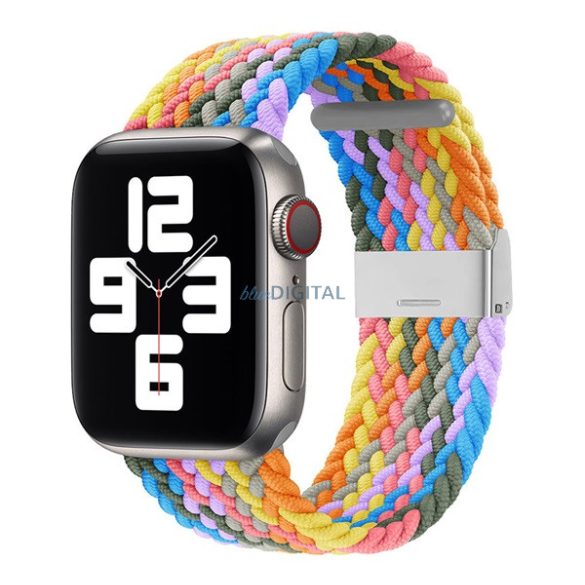 Pótszíj (egyedi méret, nagy, textil, szivárvány) SÁRGA Apple Watch Ultra 49mm, Apple Watch Series 7 45mm, Apple Watch Series 8 45mm, Apple Watch Series 4 44mm, Apple Watch Series 5 44mm, Apple Watch Series 6 44mm, Apple Watch