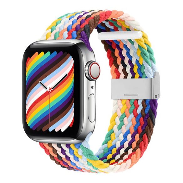 Pótszíj (egyedi méret, kicsi, textil, szivárvány) SZÍNES Apple Watch Series 8 41mm, Apple Watch Series 7 41mm, Apple Watch Series 4 40mm, Apple Watch Series 5 40mm, Apple Watch Series 6 40mm, Apple Watch Series SE 2 40mm, Apple