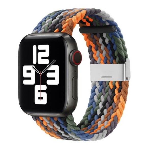 Pótszíj (egyedi méret, nagy, textil, szivárvány) SZÜRKE Apple Watch Ultra 49mm, Apple Watch Series 7 45mm, Apple Watch Series 8 45mm, Apple Watch Series 4 44mm, Apple Watch Series 5 44mm, Apple Watch Series 6 44mm, Apple Watch