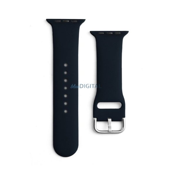 Pótszíj (egyedi méret, nagy, szilikon, fém csat) FEKETE Apple Watch Series 10 46mm, Watch Ultra 2 49mm, Watch Series 9 45mm