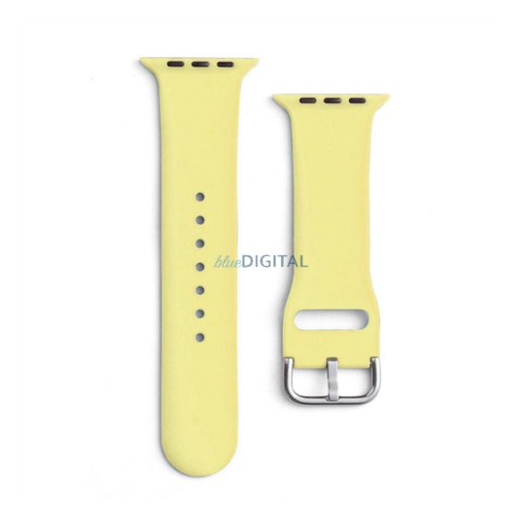 Pótszíj (egyedi méret, szilikon, állítható, fém csat) SÁRGA Apple Watch Series 8 41mm, Apple Watch Series 6 40mm, Apple Watch Series 1 38mm, Apple Watch Series 7 41mm, Apple Watch Series SE 2