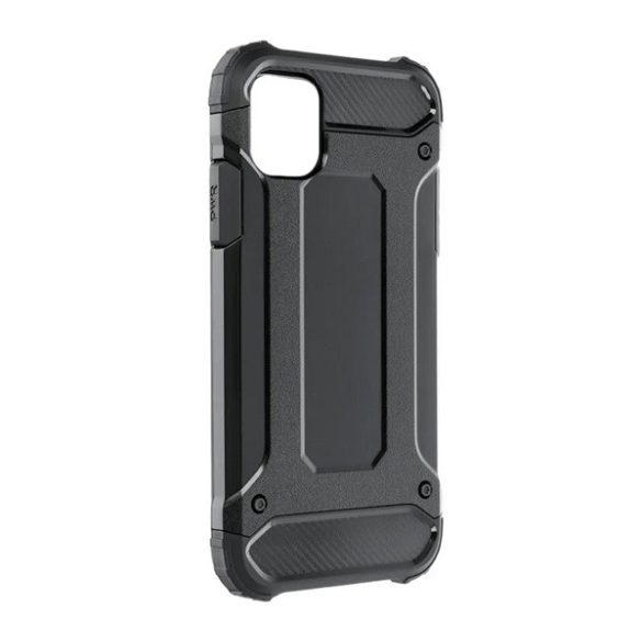 Defender műanyag telefonvédő (közepesen ütésálló, légpárnás sarok, szilikon belső, fémhatás) FEKETE Apple iPhone 15