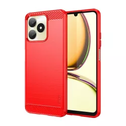   MOFI szilikon telefonvédő (közepesen ütésálló, légpárnás sarok, szálcsiszolt, karbon minta) PIROS Realme C53