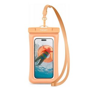 SPIGEN A610 vízhatlan / vízálló tok, AQUA (IPX8, nyakba akasztható, légbuborékos vizen lebegő, 6.9" méret) NARANCSSÁRGA