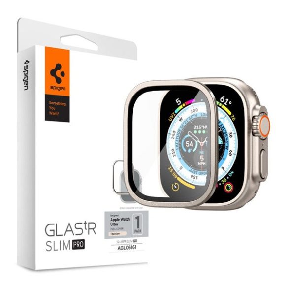 SPIGEN TR SLIM PRO kijelzővédő üveg (fém keret, 9H) SZÜRKE Apple Watch Ultra 49mm