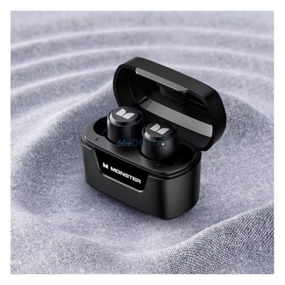 MONSTER XKT05 bluetooth fülhallgató SZTEREO (v5.2, TWS, zajszűrő, mikrofon, LED + töltőtok) FEKETE