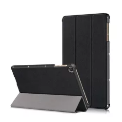   Tok álló, bőr hatású (FLIP, oldalra nyíló, TRIFOLD, asztali tartó) FEKETE Honor Pad X8