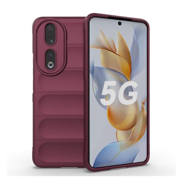 Szilikon telefonvédő (közepesen ütésálló, kamera védelem, 3D minta) BORDÓ Honor 90 5G