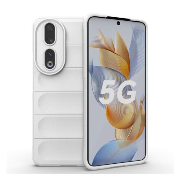 Szilikon telefonvédő (közepesen ütésálló, kamera védelem, 3D minta) FEHÉR Honor 90 5G