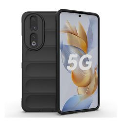   Szilikon telefonvédő (közepesen ütésálló, kamera védelem, 3D minta) FEKETE Honor 90 5G