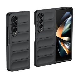   Szilikon telefonvédő (közepesen ütésálló, kamera védelem, 3D minta) FEKETE Samsung Galaxy Z Fold3 5G (SM-F926)