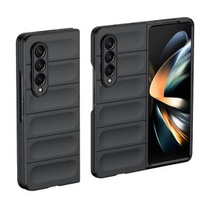 Szilikon telefonvédő (közepesen ütésálló, kamera védelem, 3D minta) FEKETE Samsung Galaxy Z Fold 4 (SM-F936)