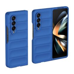   Szilikon telefonvédő (közepesen ütésálló, kamera védelem, 3D minta) SÖTÉTKÉK Samsung Galaxy Z Fold4 5G (SM-F936)