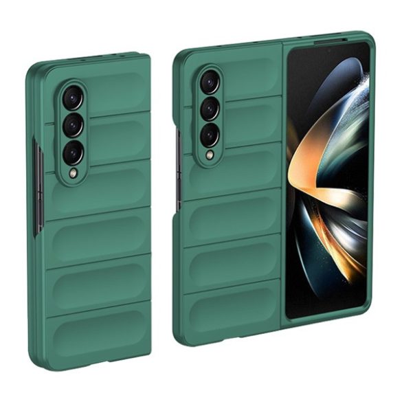 Szilikon telefonvédő (közepesen ütésálló, kamera védelem, 3D minta) SÖTÉTZÖLD Samsung Galaxy Z Fold4 5G (SM-F936)