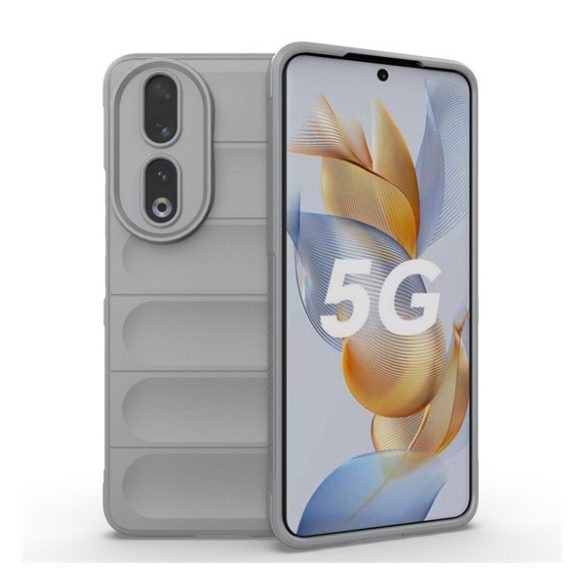 Szilikon telefonvédő (közepesen ütésálló, kamera védelem, 3D minta) VILÁGOSSZÜRKE Honor 90 5G