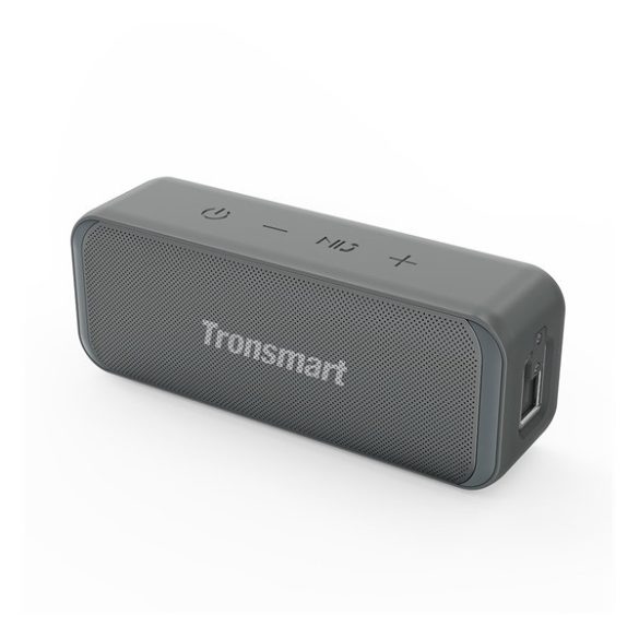 TRONSMART T2 MINI bluetooth hordozható hangszóró (v5.0, 2200mAh belső akku, 10W teljesítmény, IPX7 vízálló) SZÜRKE