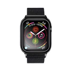 USAMS pótszíj (egyedi méret, textil, tépőzáras, szilikon keret) FEKETE Apple Watch Series SE 40mm, Apple Watch Series SE 2 40mm, Apple Watch Series 6 40mm, Apple Watch Series 5 40mm, Apple Watch Series 4 40mm, Apple Watch Series 7 41mm, Appl