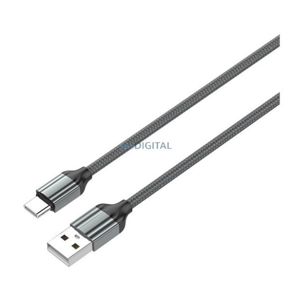 LDNIO LS432 adatkábel és töltő (USB - Type-C, 2.4A, gyorstöltés támogatás, 200cm) SZÜRKE