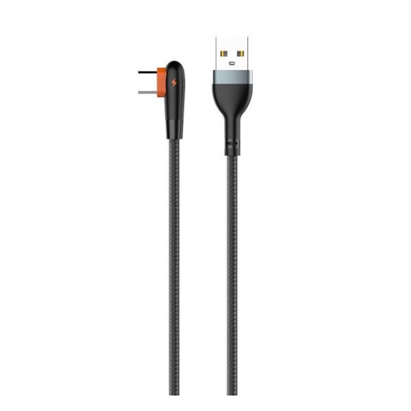 LDNIO LS562 adatkábel és töltő (USB - Type-C, 2.4A, gyorstöltés támogatás, 200cm, 90 fokos) FEKETE