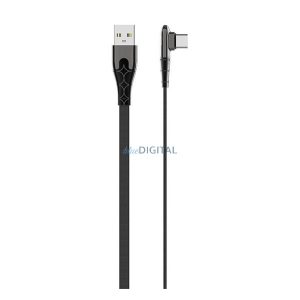 LDNIO LS581 adatkábel (USB - Type-C, 2.4A, 100cm, lapos kábel, 90 fokos) FEKETE