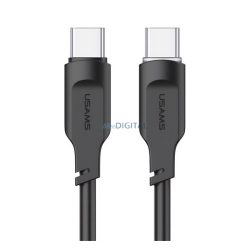   USAMS LITHE SERIES adatkábel (Type-C - Type-C, 100W, PD gyorstöltő, 120cm, LED jelzés) FEKETE