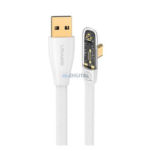 USAMS ICEFLAKE adatkábel (USB - Type-C, 6A, 66W, PD gyorstöltő, 120cm, 90 fokos) FEHÉR